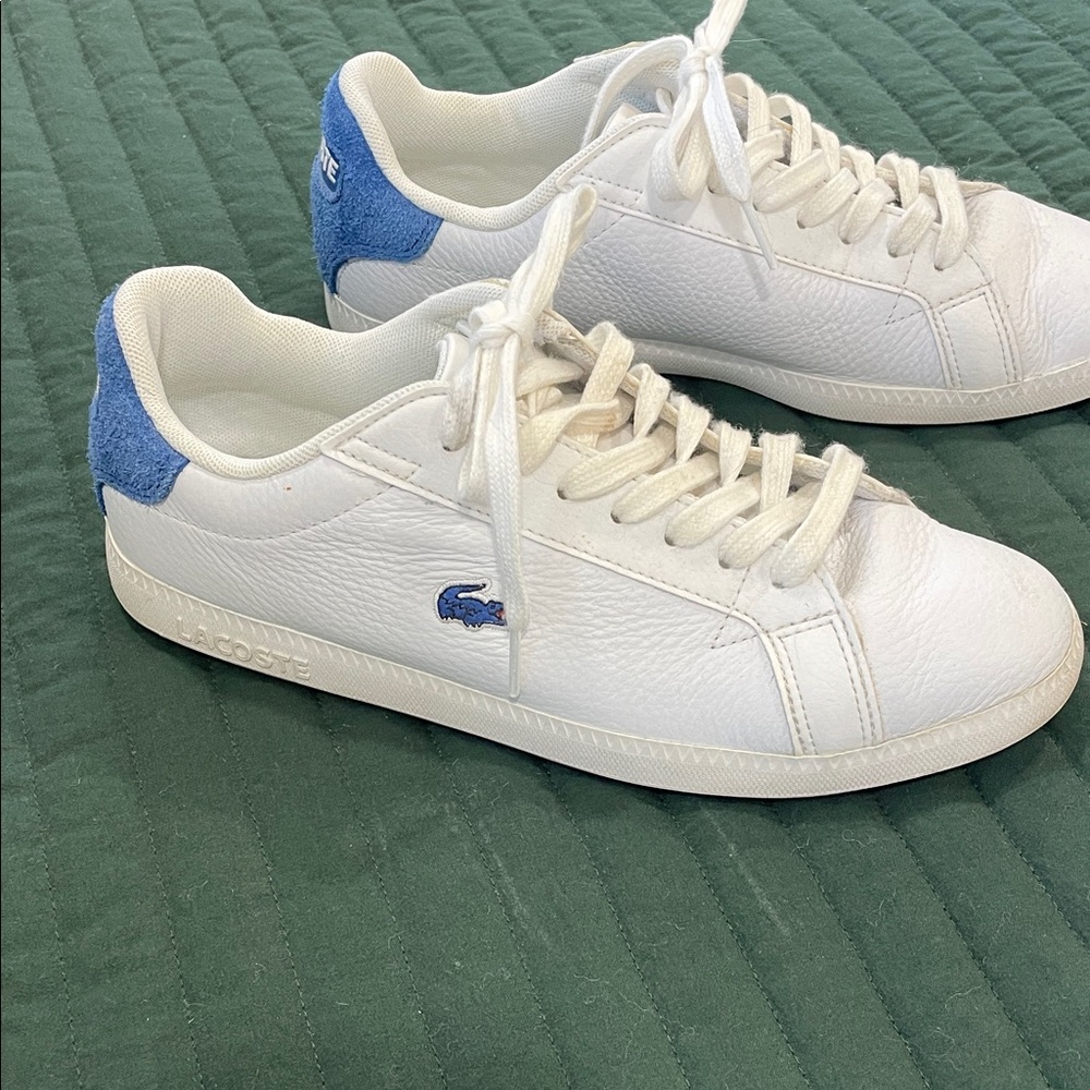 Lacoste White Sneakers with Blue Details